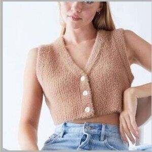 NWT Pacsun‎ la hearts tan clueless cropped button sweater vest Color Tan SIze S